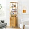 Natural Wicker Laundry Hamper Tower with 3 Tier Storage Shelving